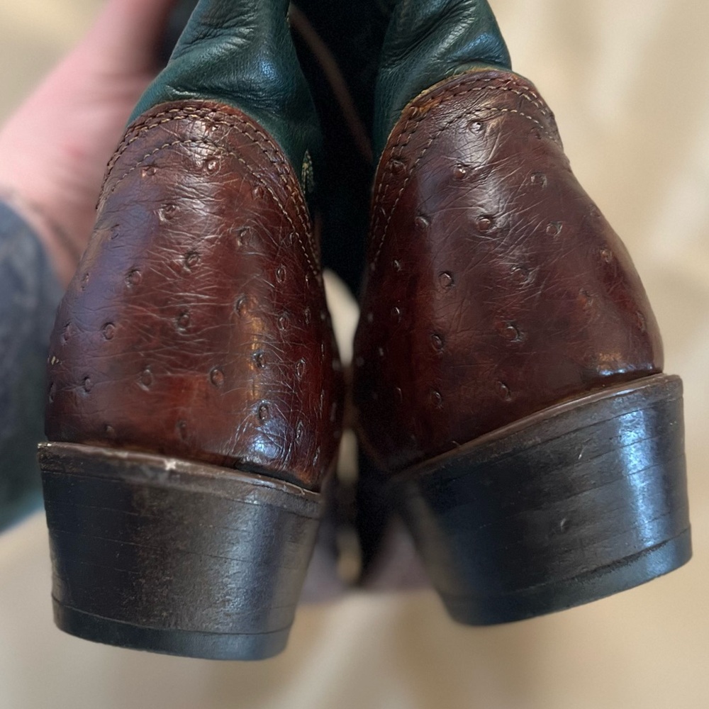 Dan Post Men’s Ostrich Leather Cowboy Boots Size 6.5M Brown/Black Style 95397 - Picture 6 of 7